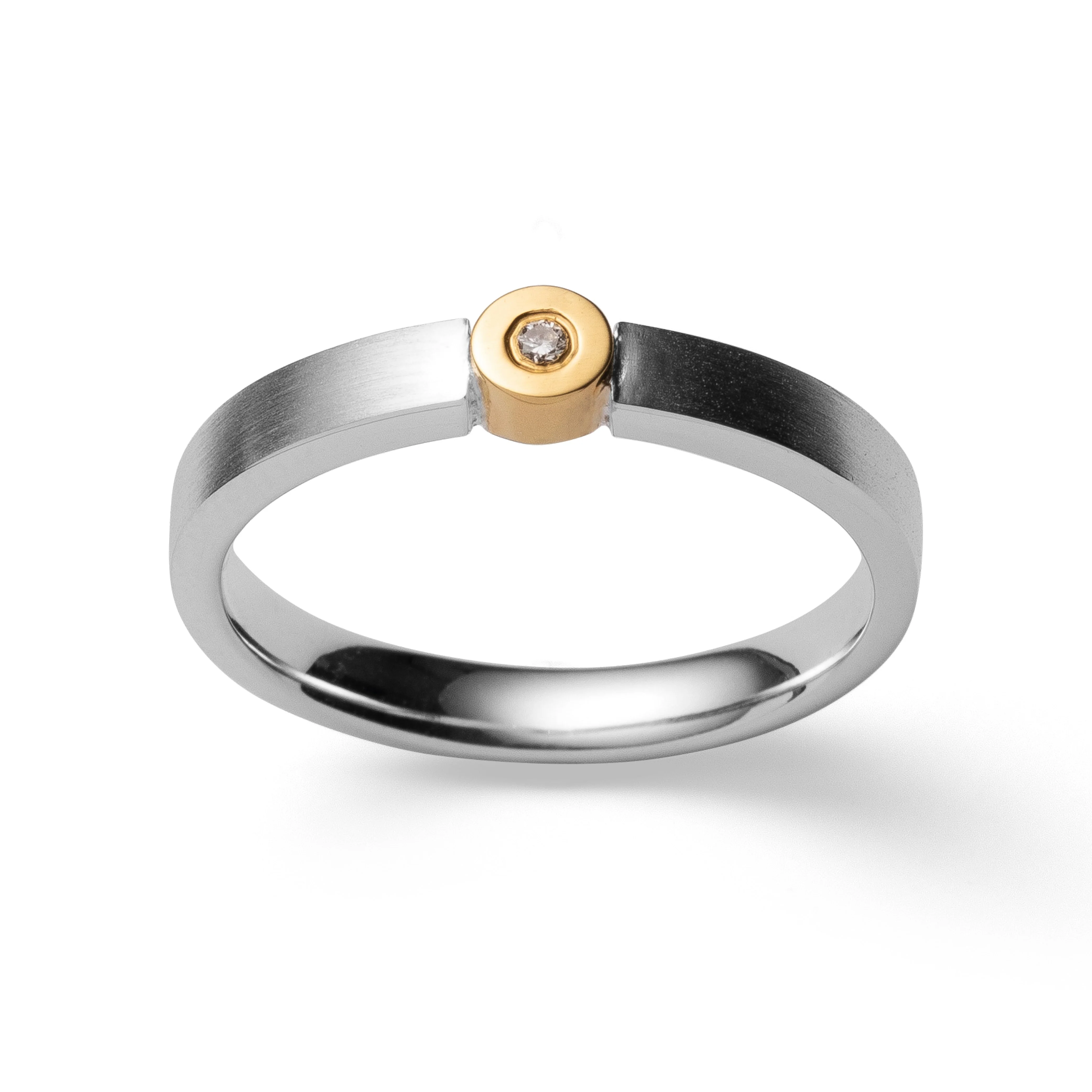 925/- Ring, delvis fg. mat, brillant 0,02ct W-SI