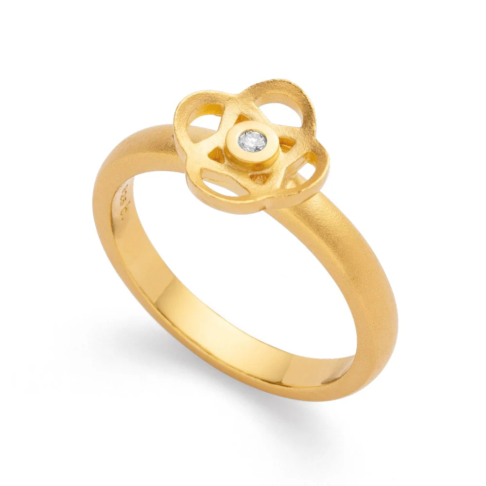 925/- Ring, fg mat, brillant 0,02ct W-SI