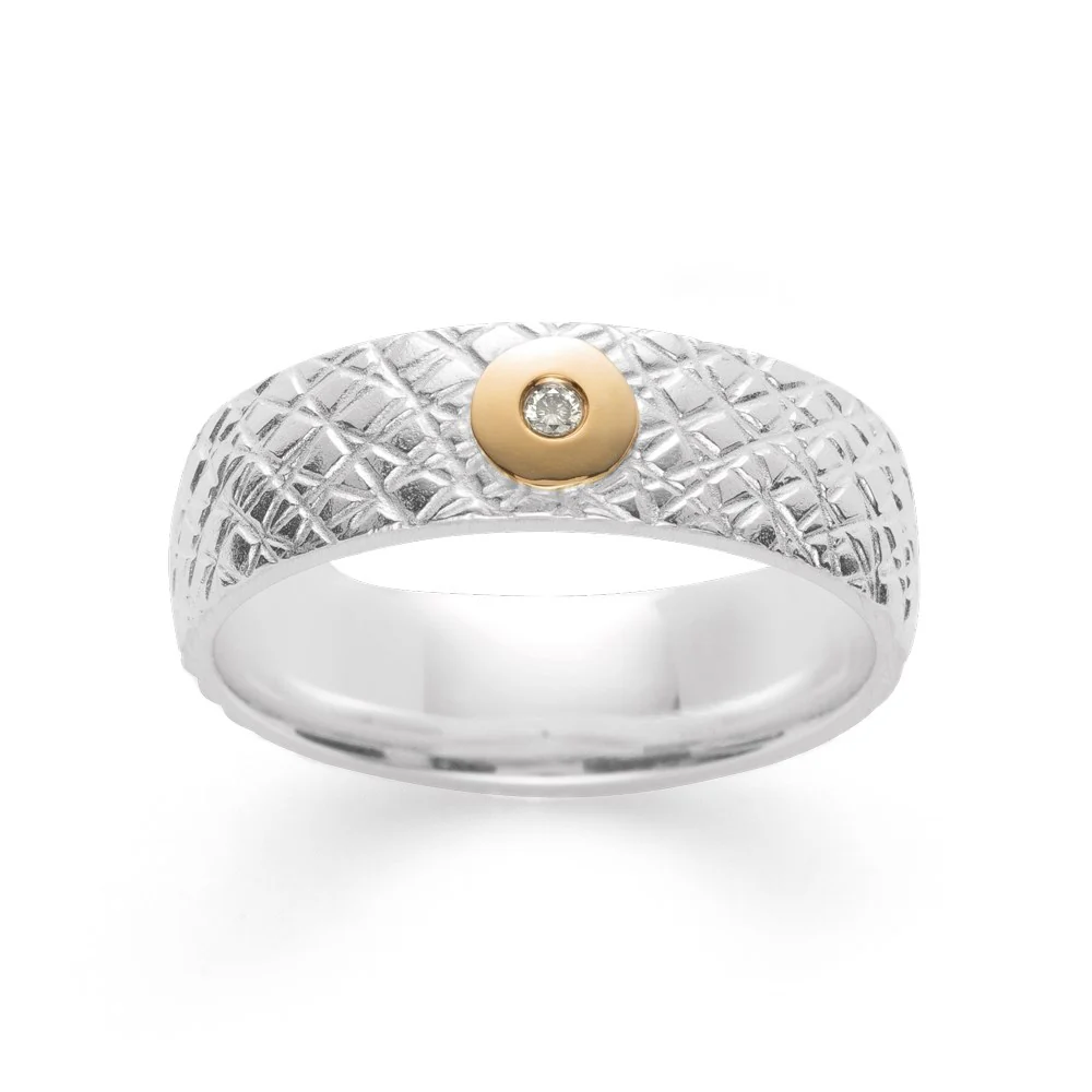 925/- Ring, fg mat/tekstureret, 0,015ct W-SI