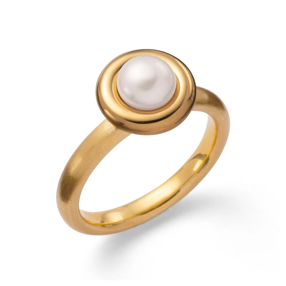 925/- Ring, mat/blank fg, hvid kulturperle 1.53ct