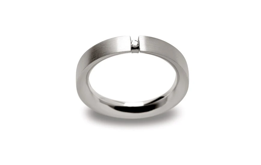 925/- Ring mat, brillant 0,02ct W-SI