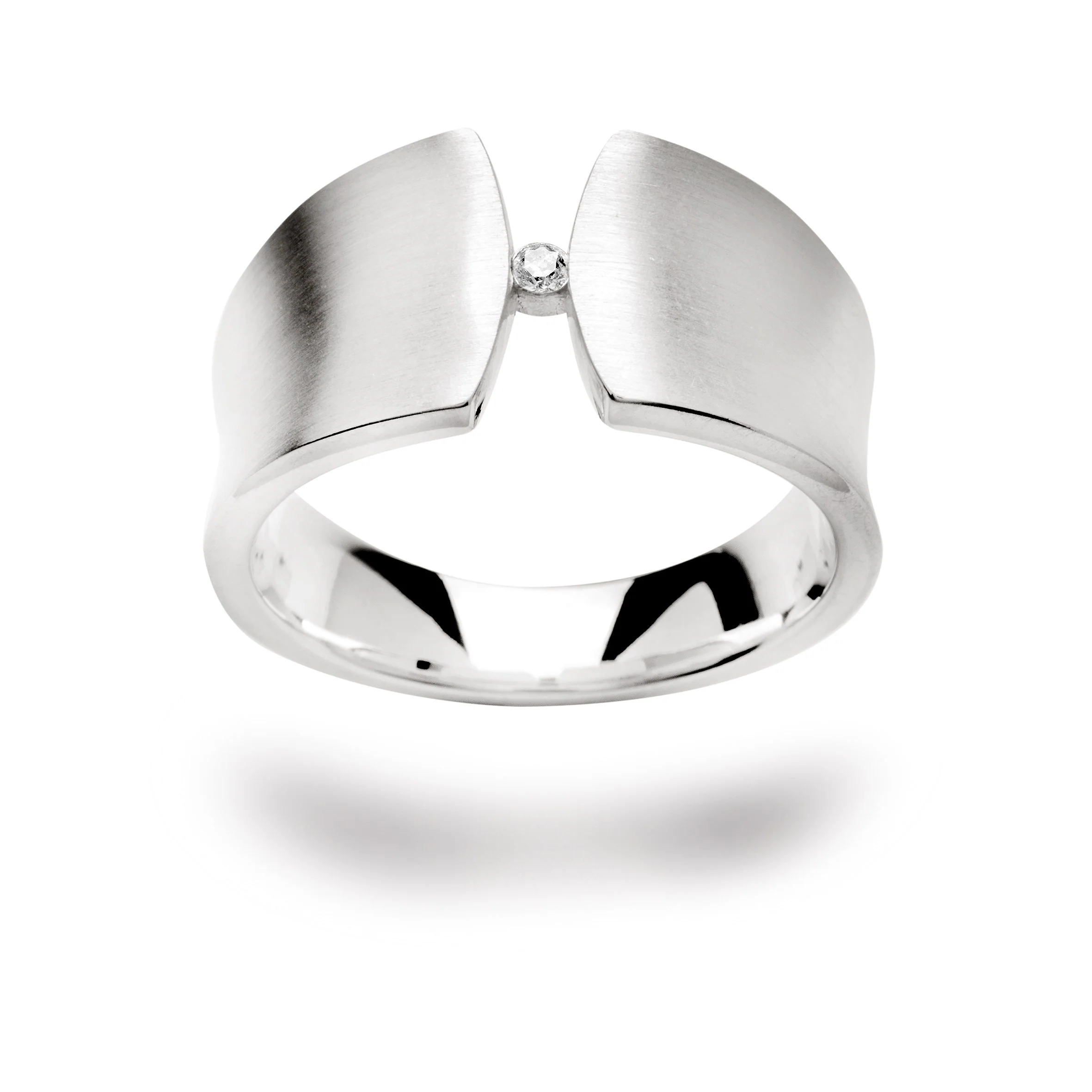 925/- Ring mat, brillant 0,04ct W-SI