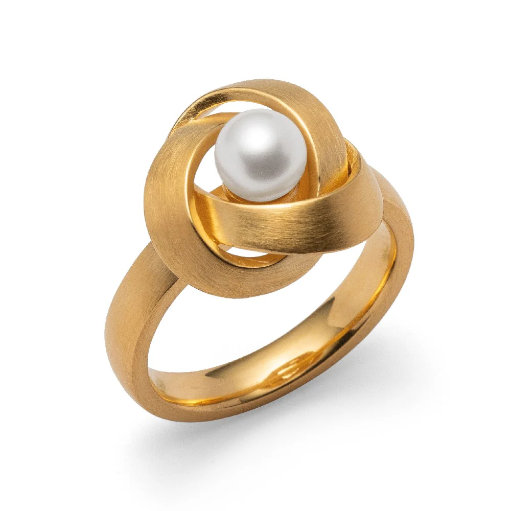 925/- Ring, mat fg, hvid kulturperle 1.85ct