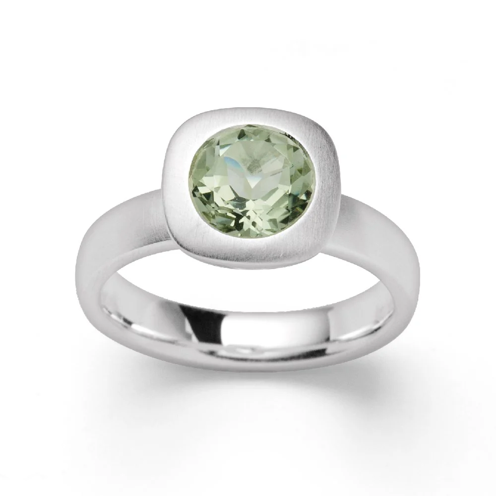 925/- Ring mat, lysegrøn ametyst 1,47ct