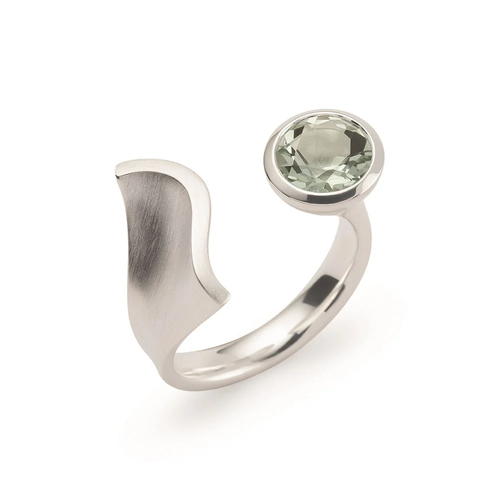 925/- Ring, mat/poleret, Grøn Ametyst 1.58ct