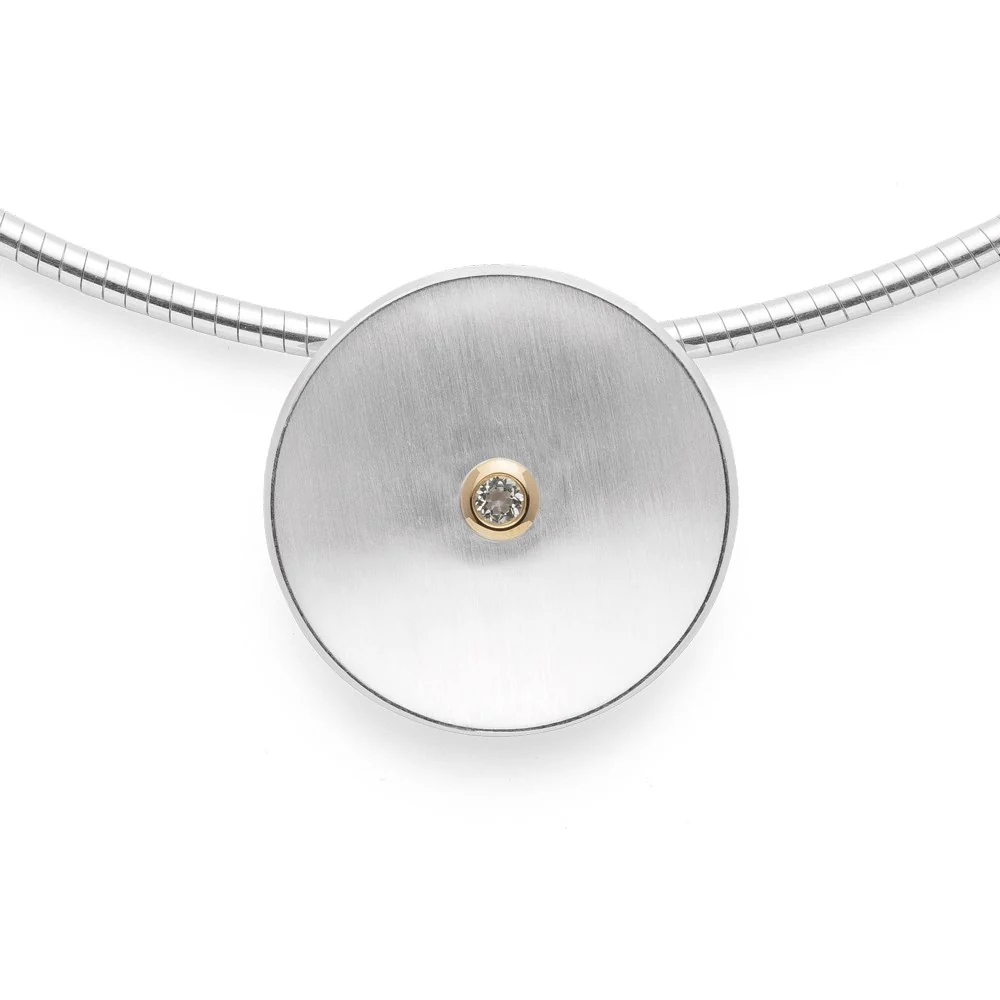 925/- Vedhæng, fg 14K mat, hvid topas 0,08ct