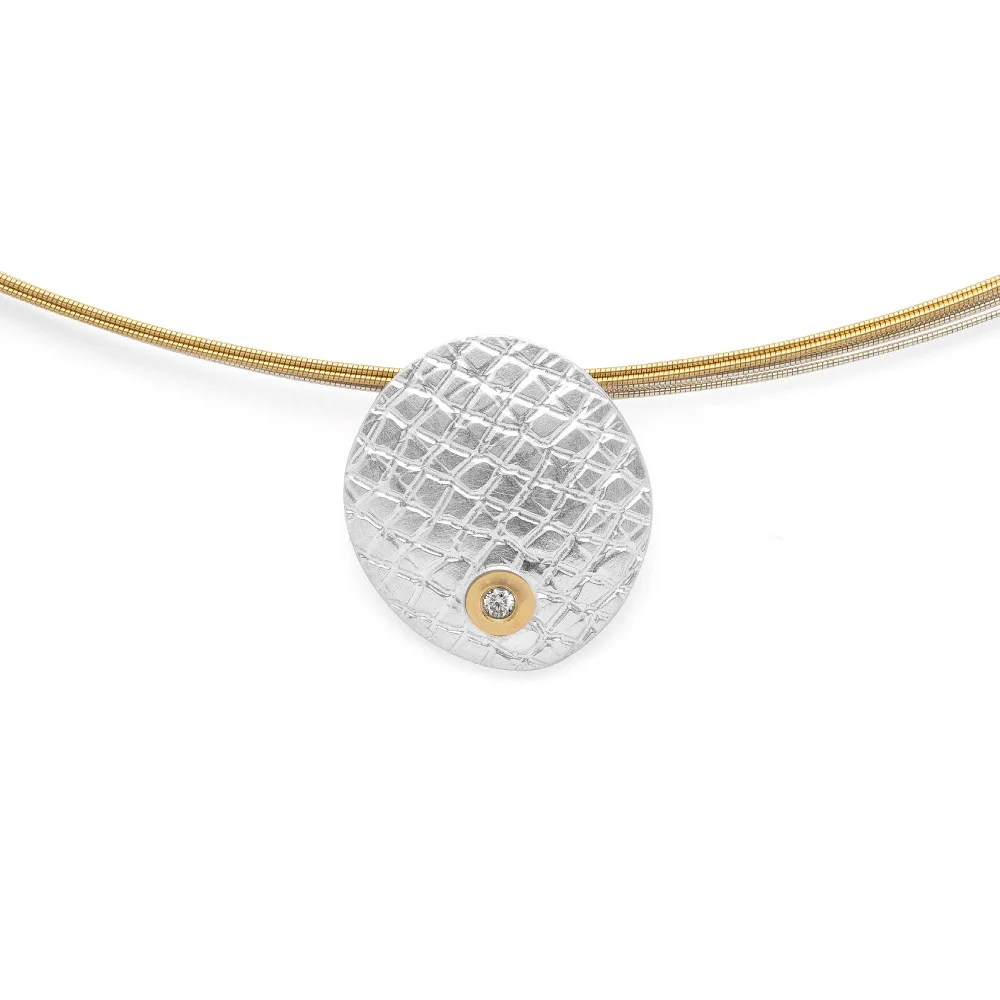 925/- Vedhæng, fg mat/tekstureret, 0,015ct