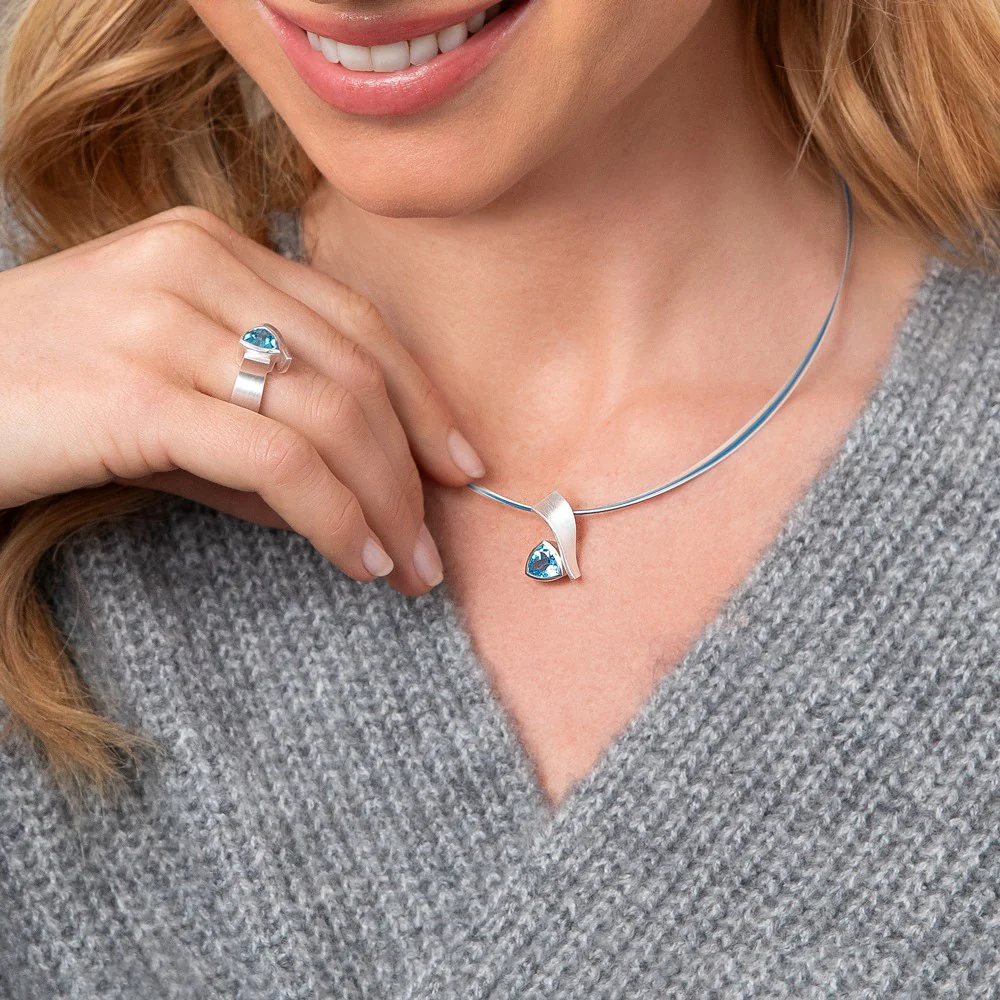 925/- vedhæng, mat, blå topaz 2,37ct - Image 3