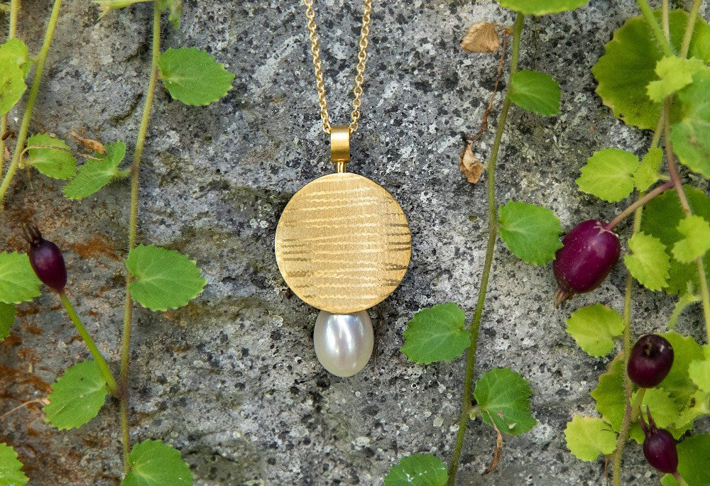 925/- Vedhæng, mat/børstet fg, kulturperle 9.21ct - Image 2