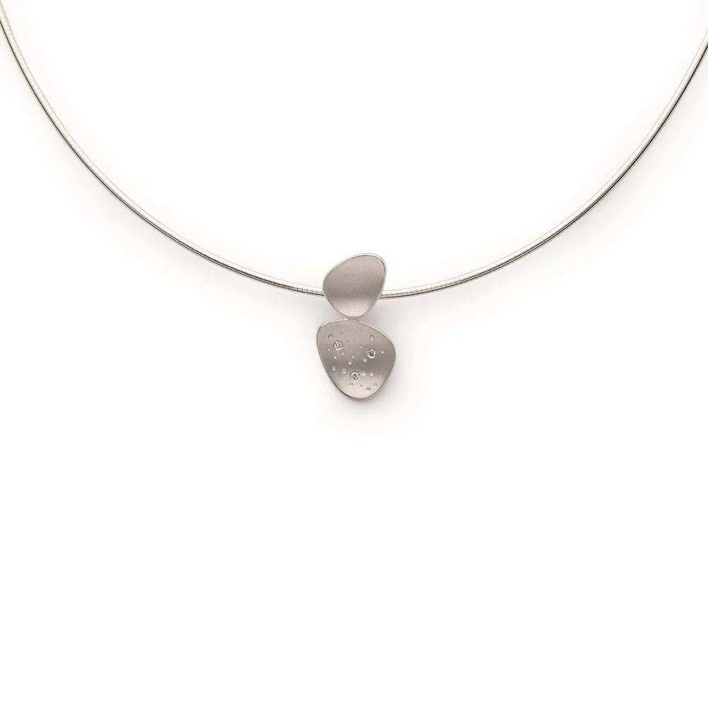 925/- Vedhæng, matteret, Dia. 0,03ct W-SI