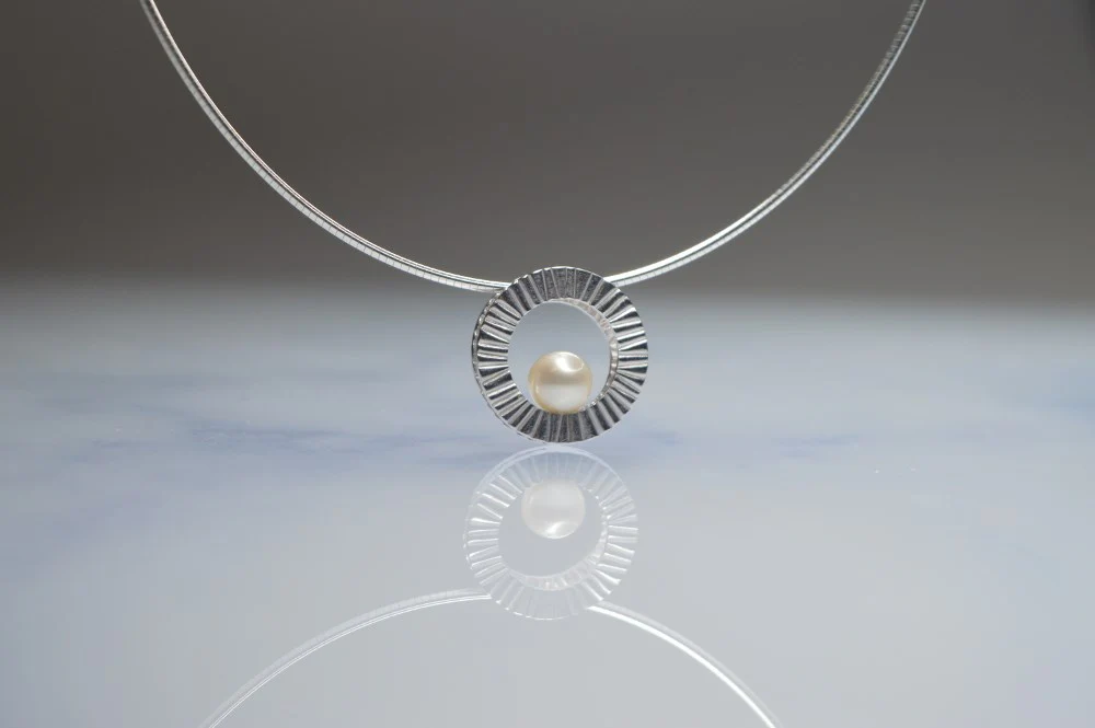 925/- Vedhæng, rho. hvid kulturperle - Image 2