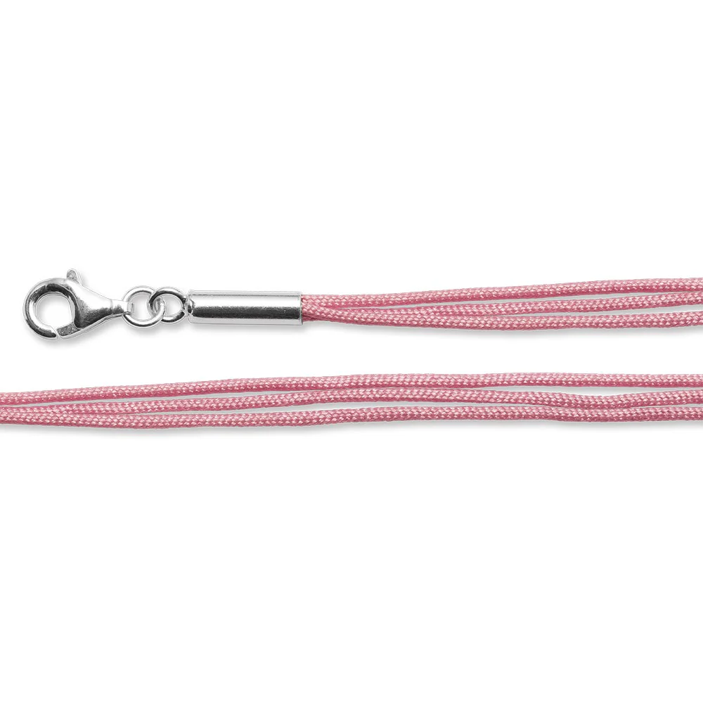 Bomuldsbånd pink 925/- lås, 45cm + 5cm