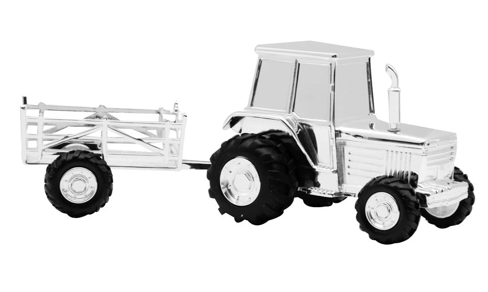 Forkromet sparebøsse traktor m. vogn