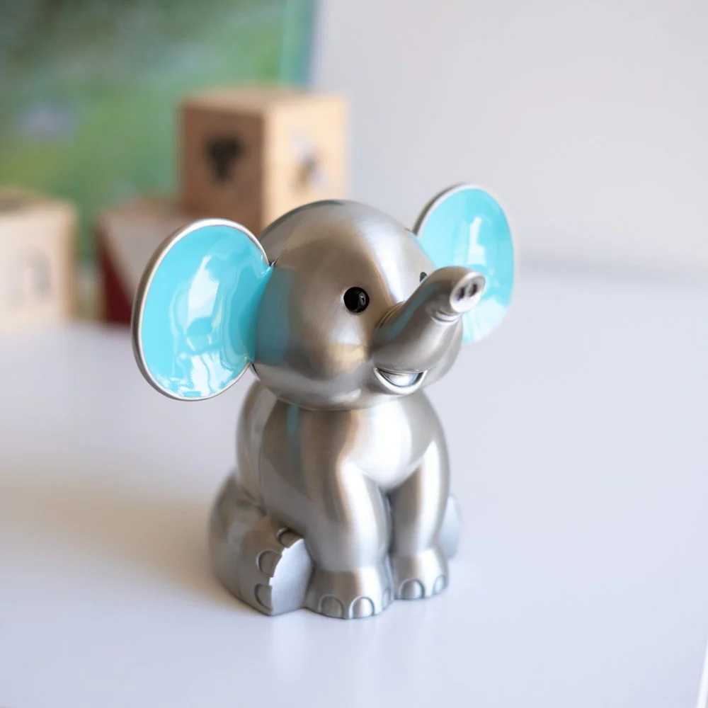 Fortinnet sparebøsse elefant m. blå ører - Image 4