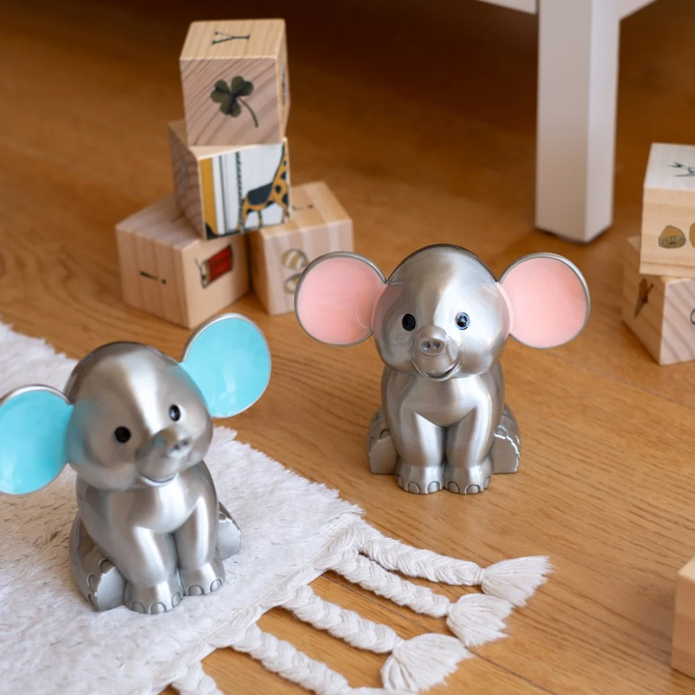 Fortinnet sparebøsse elefant m. blå ører - Image 5