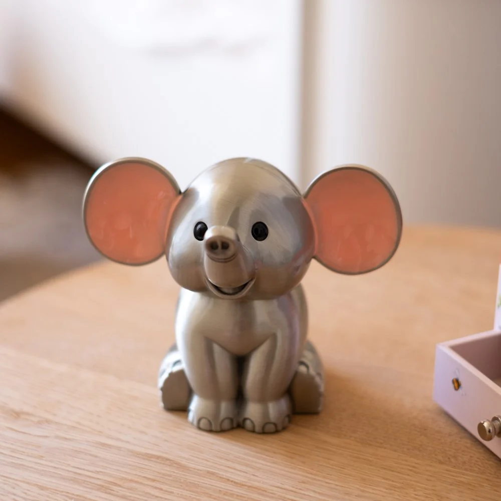 Fortinnet sparebøsse elefant m. lyserøde ører - Image 3