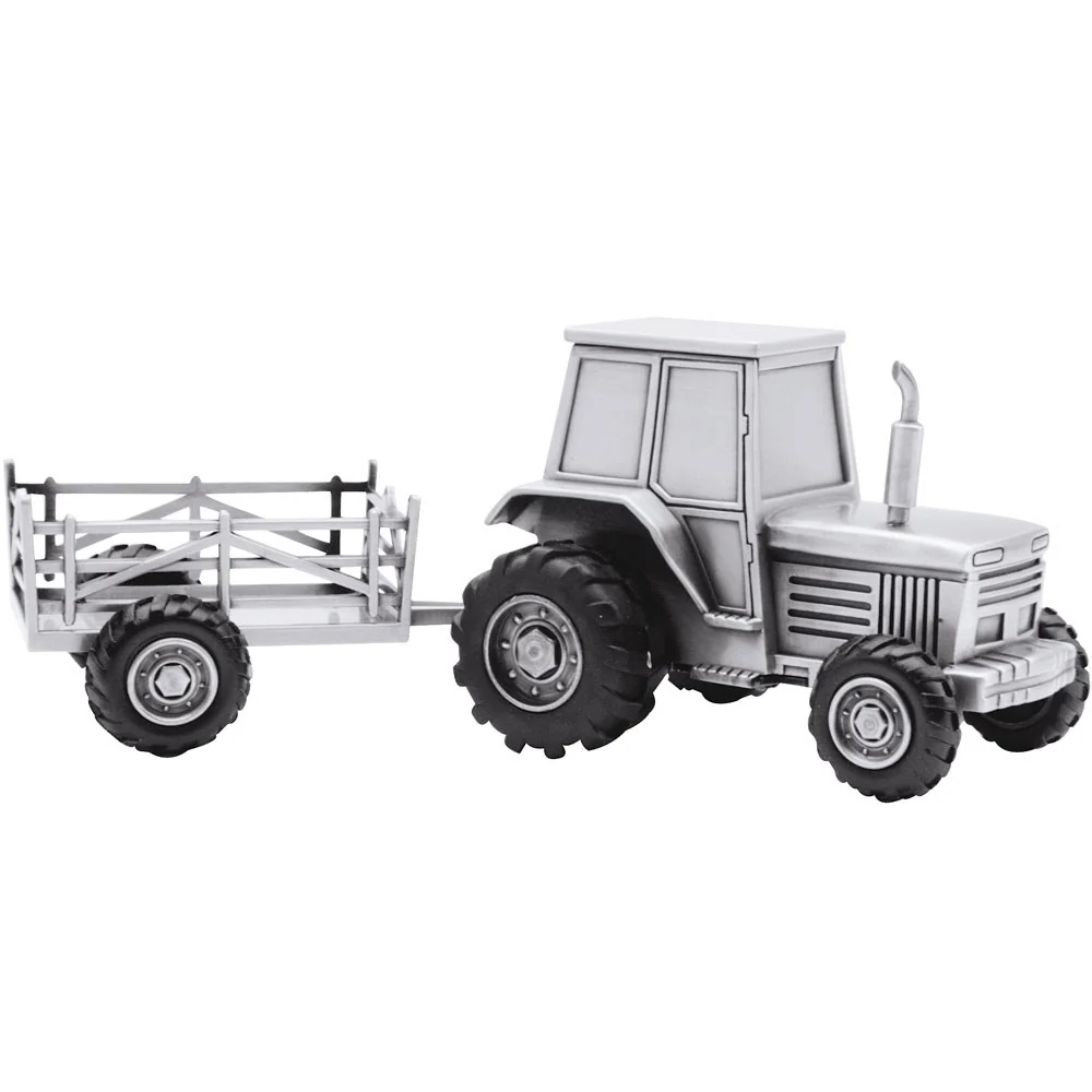 Fortinnet sparebøsse traktor m. vogn