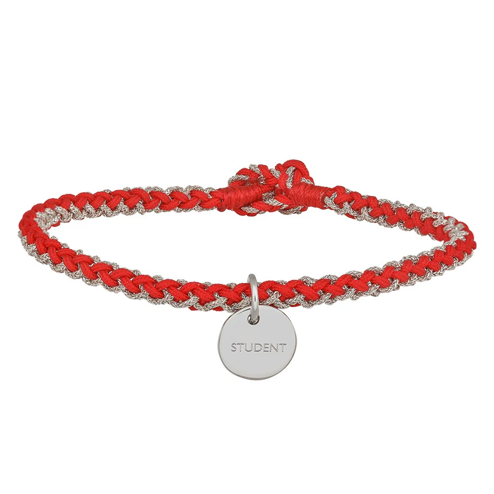 Håndflettet armbånd 16,5cm STUDENT rød - Image 2