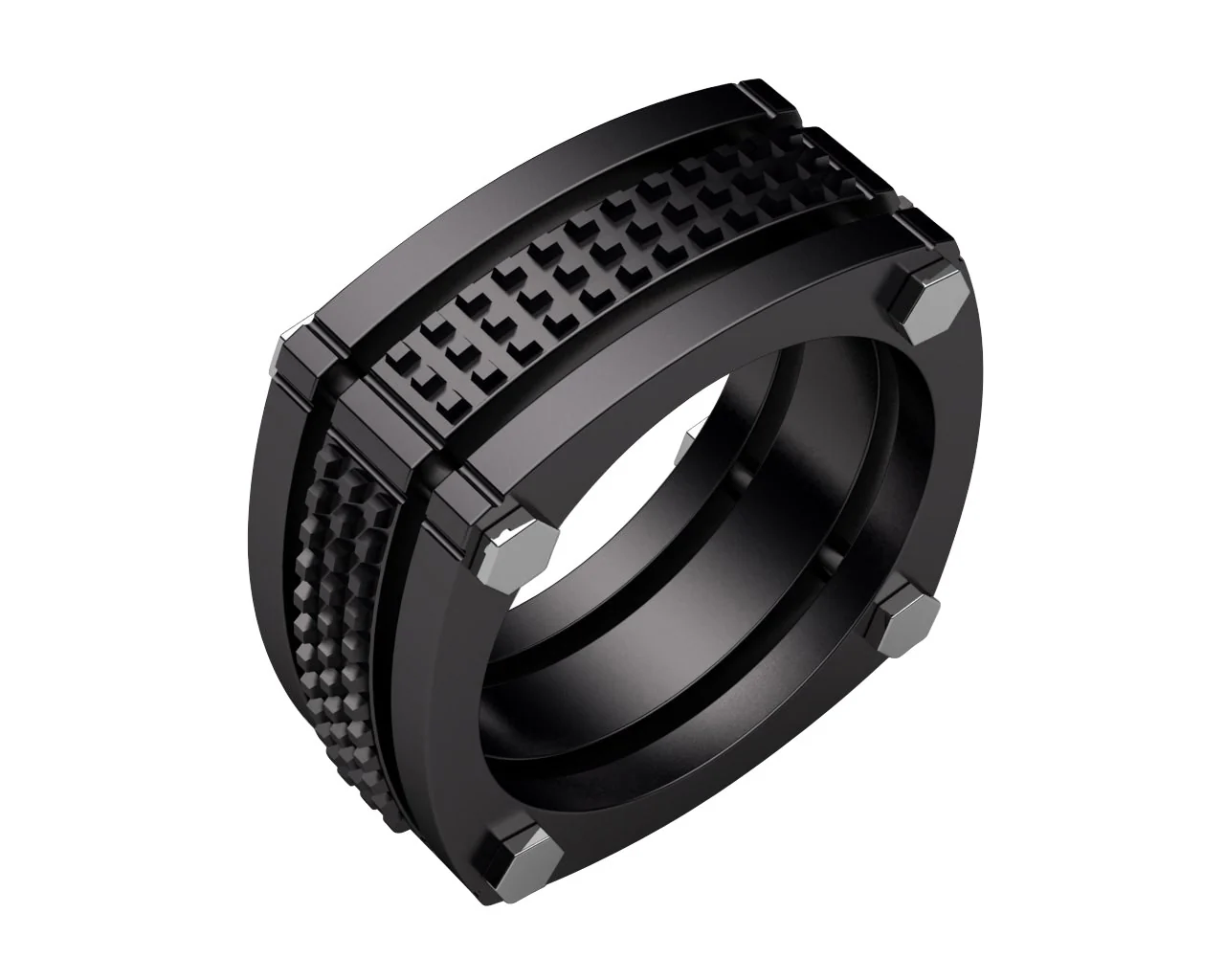 Herre stål ring m. sort pvd belægning (Black Bolt)