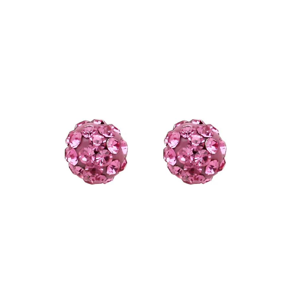 Inv2000 4mm pavekugle med pink krystaller - stål