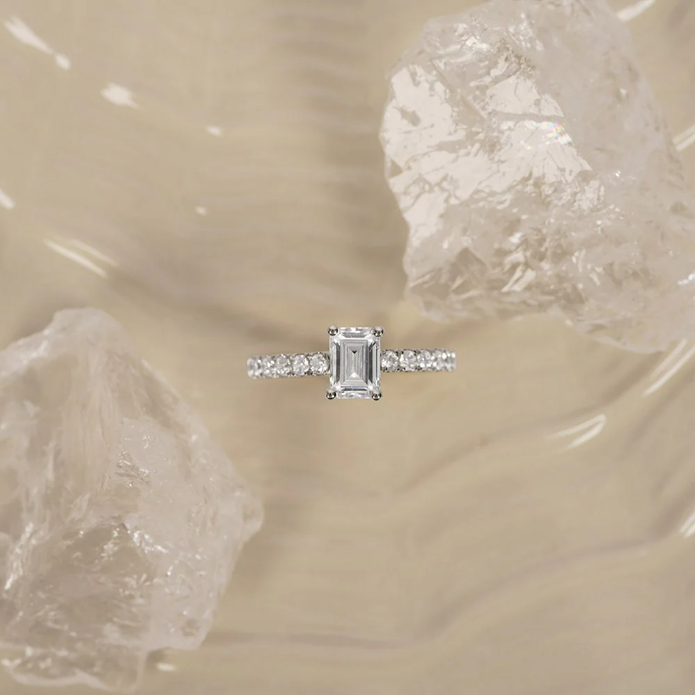 LUXURY Classic firkant 14kt. guldring m. lab grown diamant 1,4ct TW/VS2 - Image 2