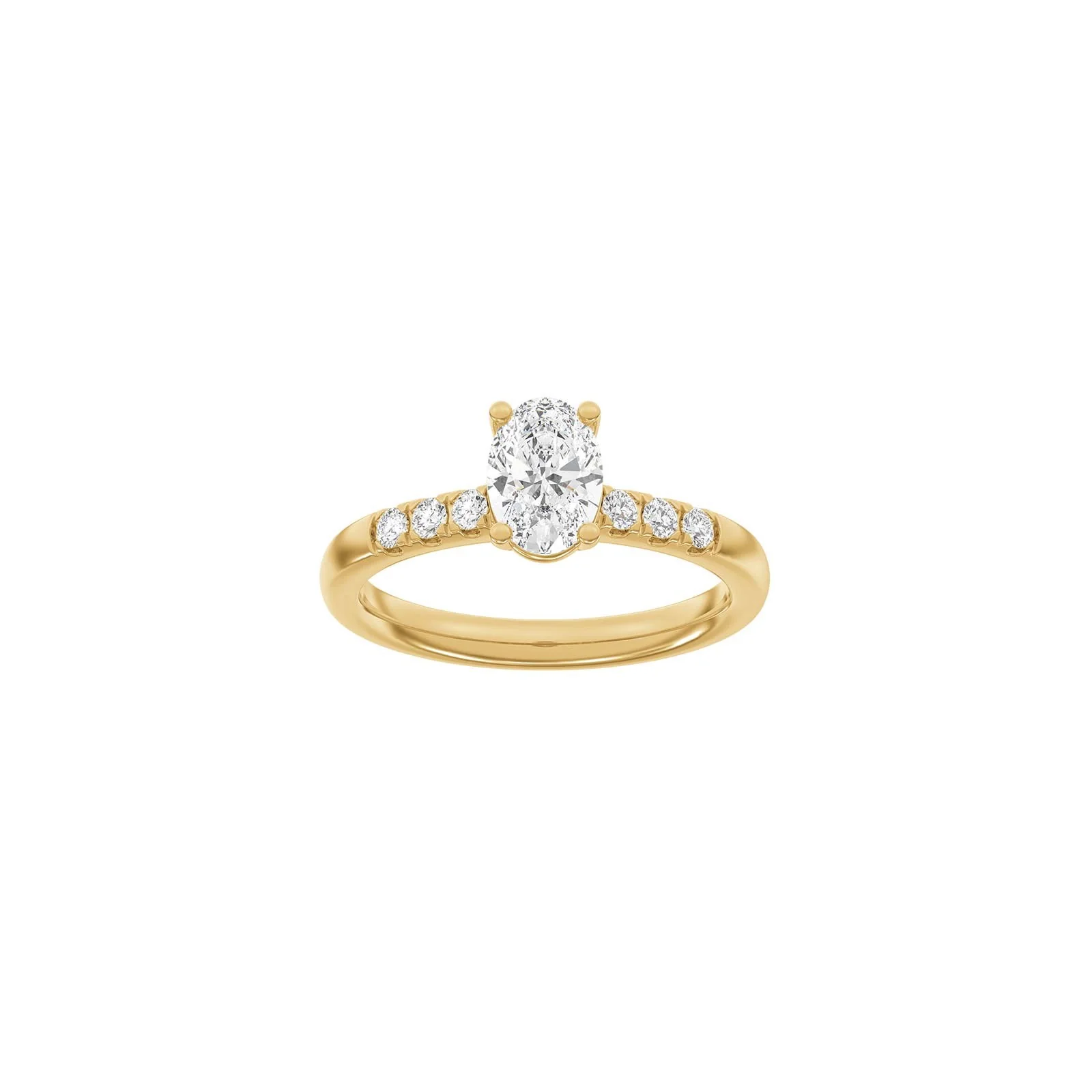 LUXURY Classic oval 14kt. guldring m. lab grown diamant 1,2ct TW/VS2 - Image 4