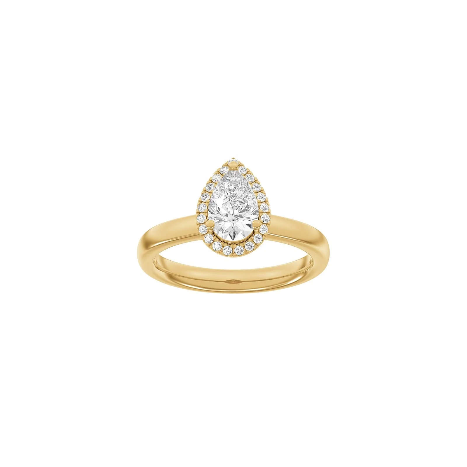 LUXURY Halo dråbe 14kt. guldring m. lab grown diamant 1,12ct TW/VS2 - Image 3