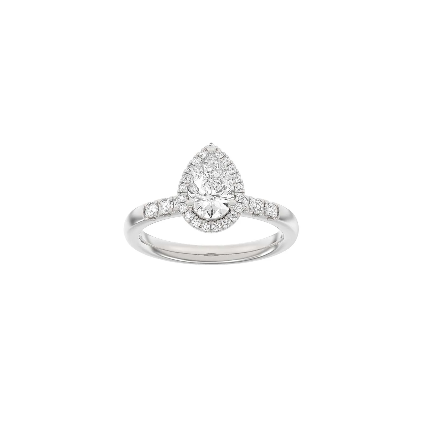 LUXURY Halo dråbe 14kt. guldring m. lab grown diamant 1,32ct TW/VS2 - Image 3