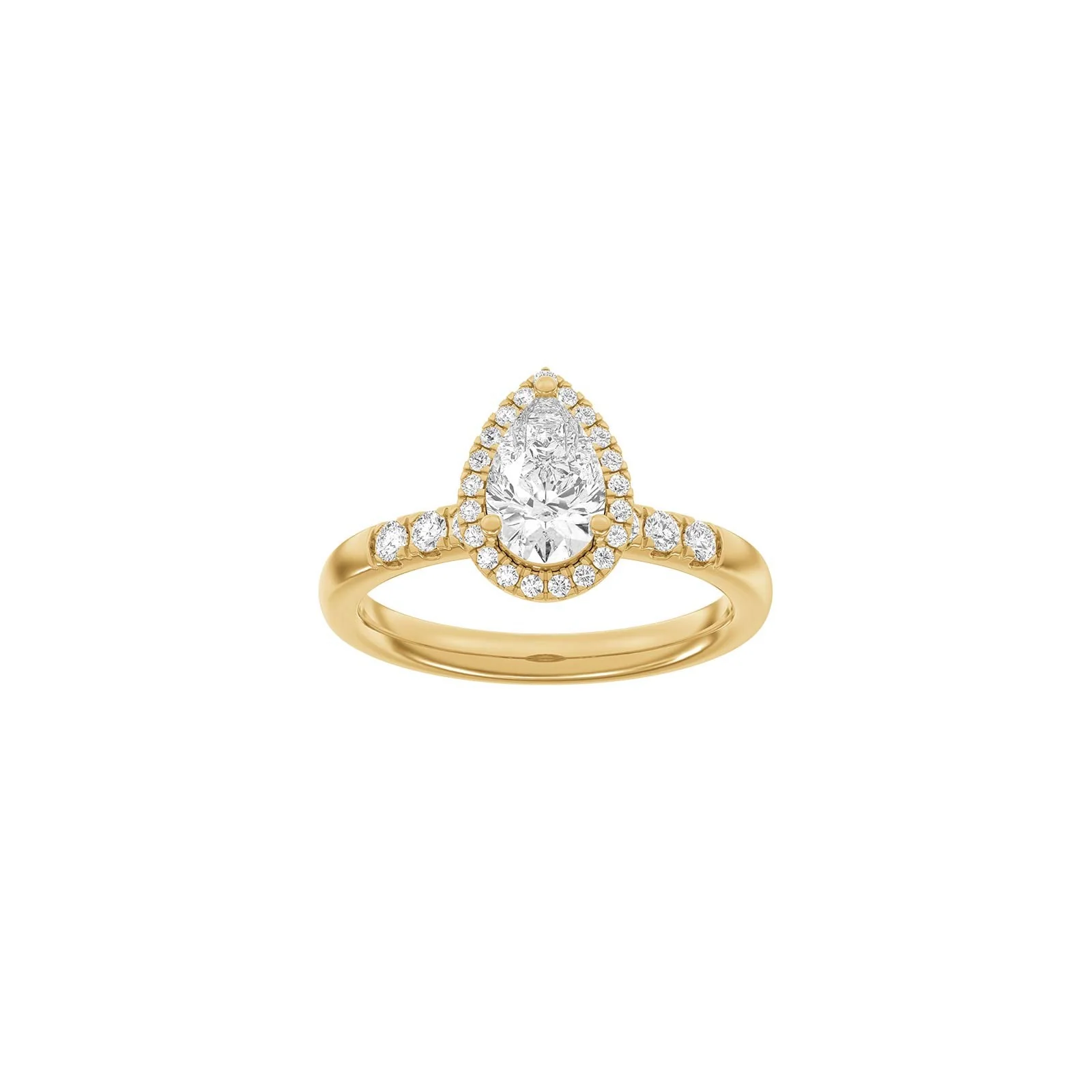 LUXURY Halo dråbe 14kt. guldring m. lab grown diamant 1,32ct TW/VS2 - Image 4