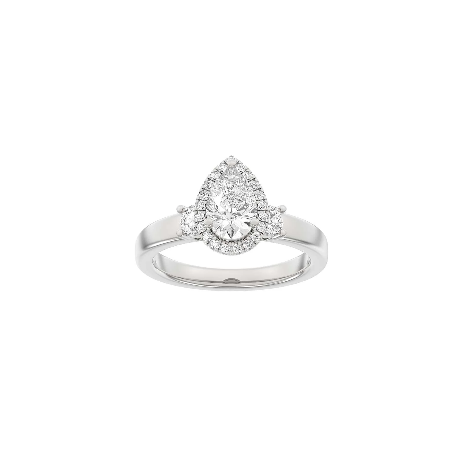 LUXURY Halo dråbe 14kt. guldring m. lab grown diamant 1,45ct TW/VS2 - Image 3