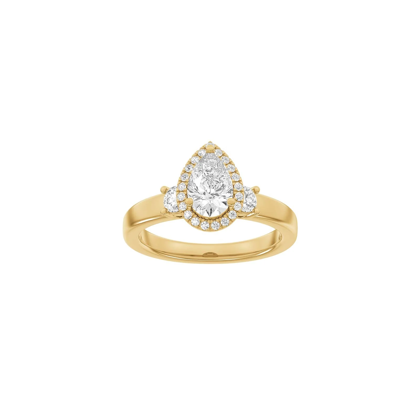 LUXURY Halo dråbe 14kt. guldring m. lab grown diamant 1,45ct TW/VS2 - Image 4