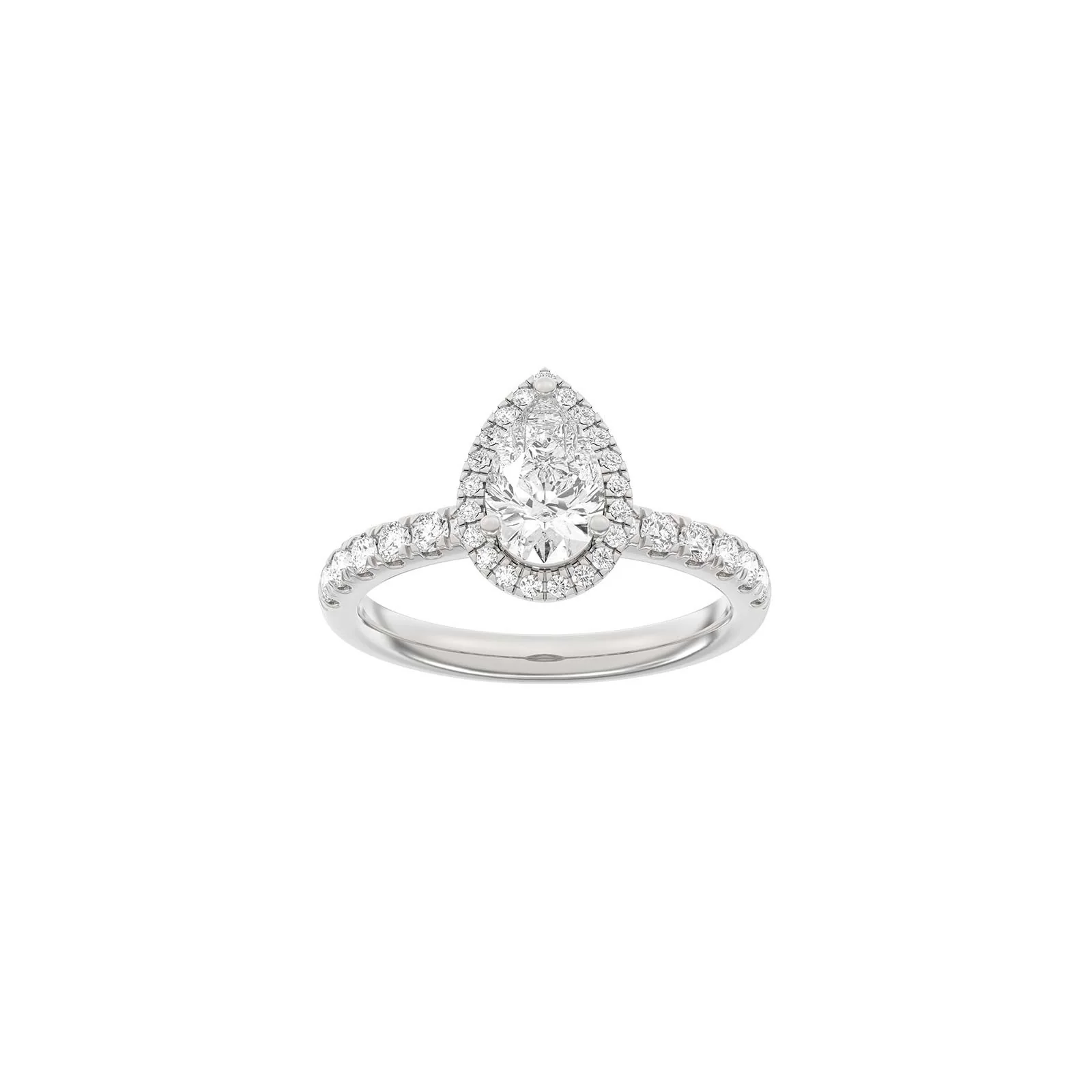 LUXURY Halo dråbe 14kt. guldring m. lab grown diamant 1,52ct TW/VS2 - Image 3