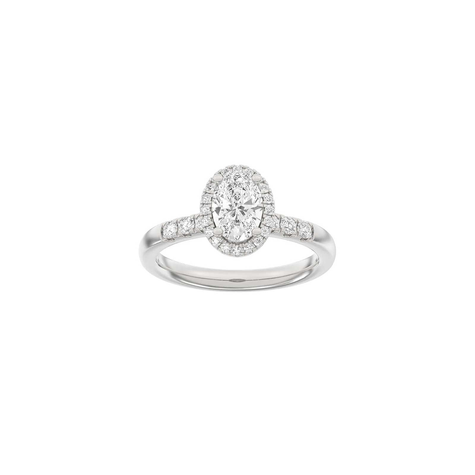 LUXURY Halo oval 14kt. guldring m. lab grown diamant 1,32ct TW/VS2 - Image 3