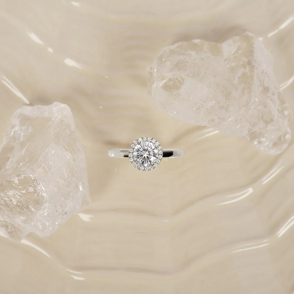 LUXURY Halo rund 14kt. guldring m. lab grown diamant 1,12ct TW/VS2 - Image 2