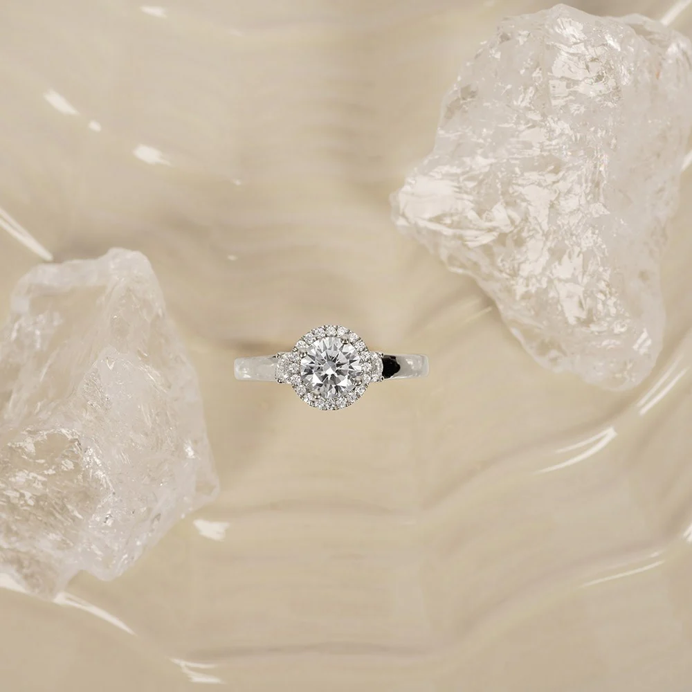 LUXURY Halo rund 14kt. guldring m. lab grown diamant 1,45ct TW/VS2 - Image 2