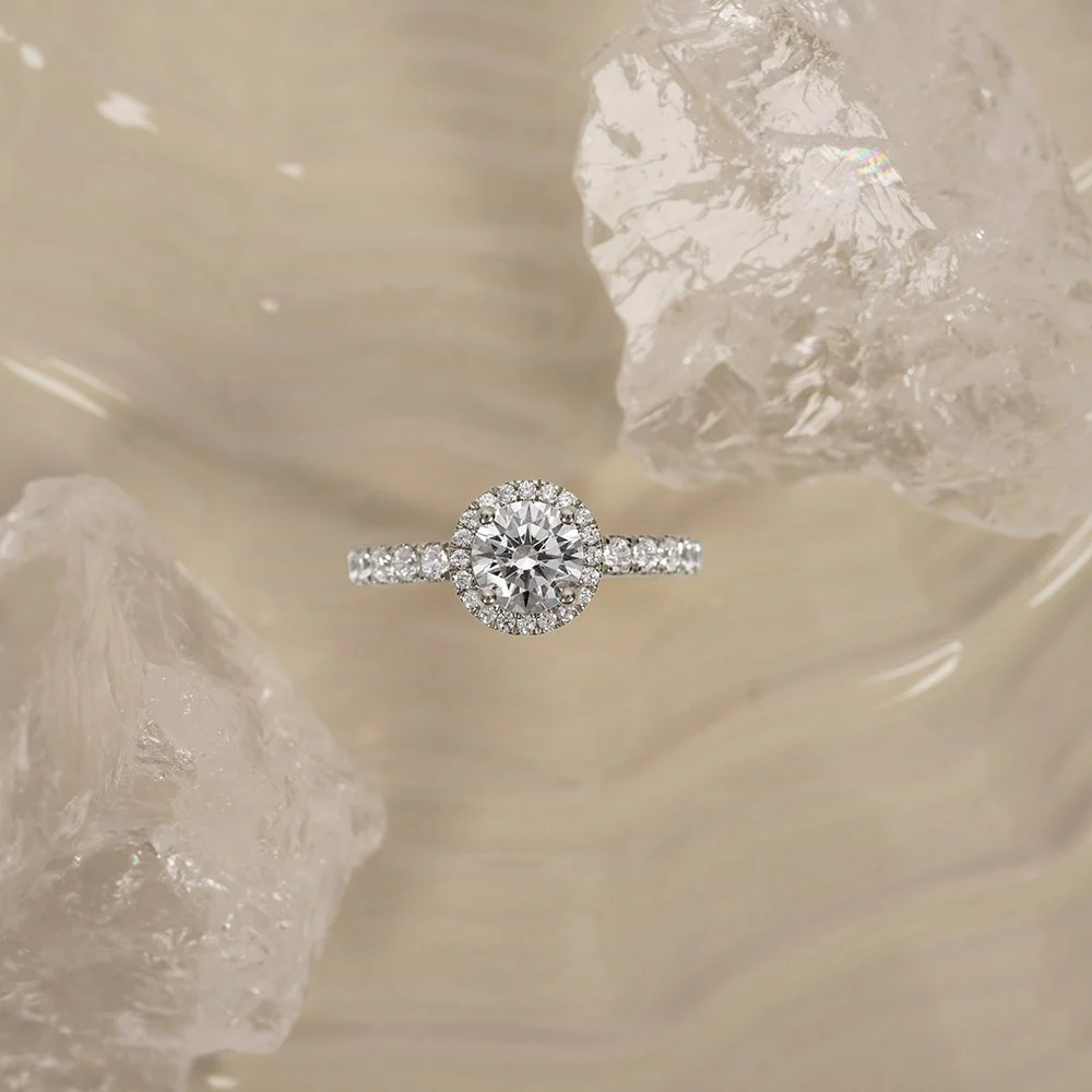 LUXURY Halo rund 14kt. guldring m. lab grown diamant 1,52ct TW/VS2 - Image 2