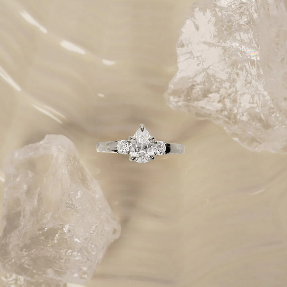 LUXURY Modern dråbe 14kt. guldring m. lab grown diamant 1,33ct TW/VS2 - Image 2