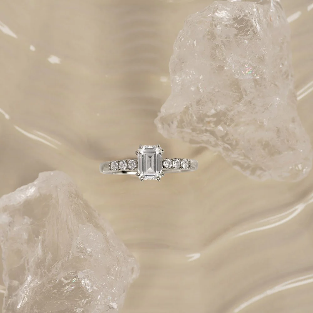LUXURY Modern firkant 14kt. guldring m. lab grown diamant 1,2ct TW/VS2 - Image 2