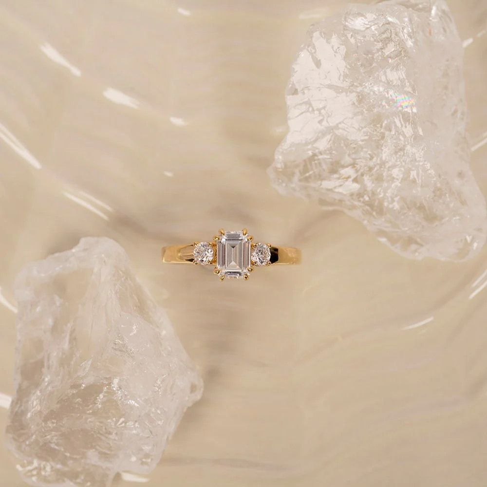 LUXURY Modern firkant 14kt. guldring m. lab grown diamant 1,33ct TW/VS2