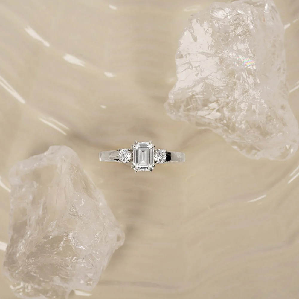 LUXURY Modern firkant 14kt. guldring m. lab grown diamant 1,33ct TW/VS2 - Image 2