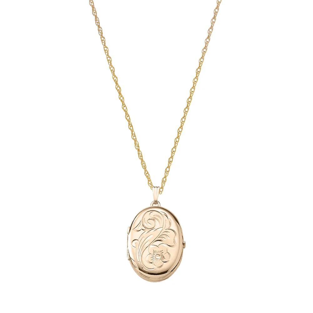 Medaljon m. 14kt. påvalset guld. inkl. kæde