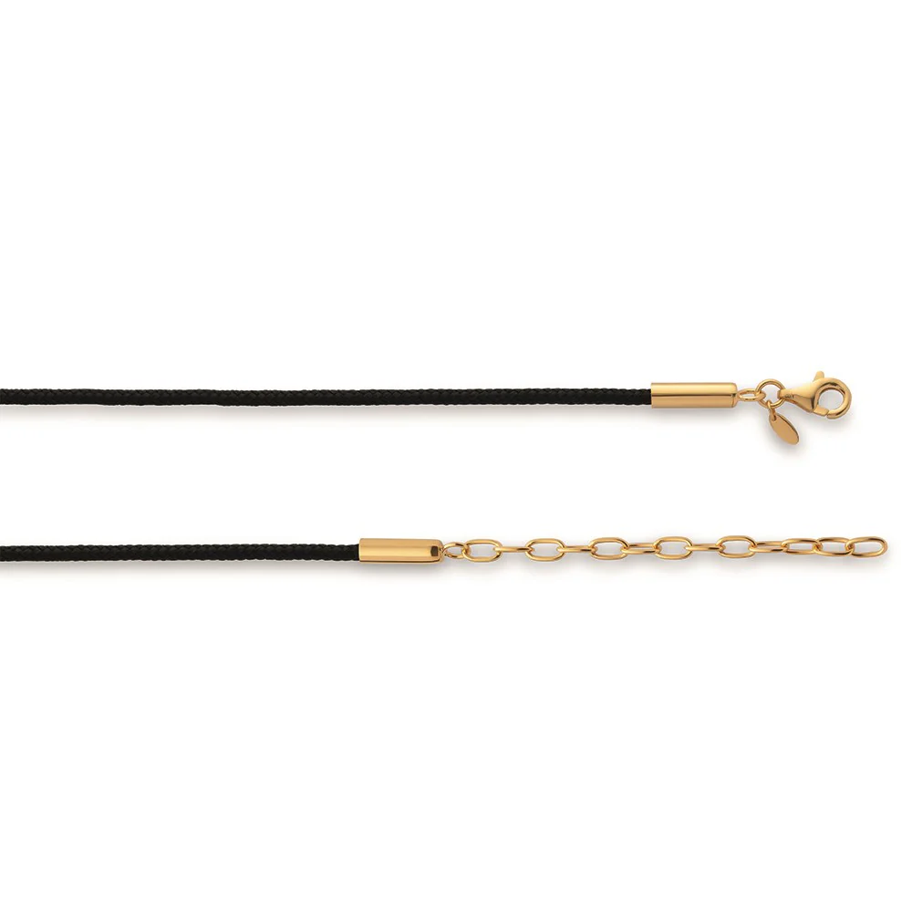 Nylon bånd sort, 925 /rund anker fg, 50 + 5cm, 2mm