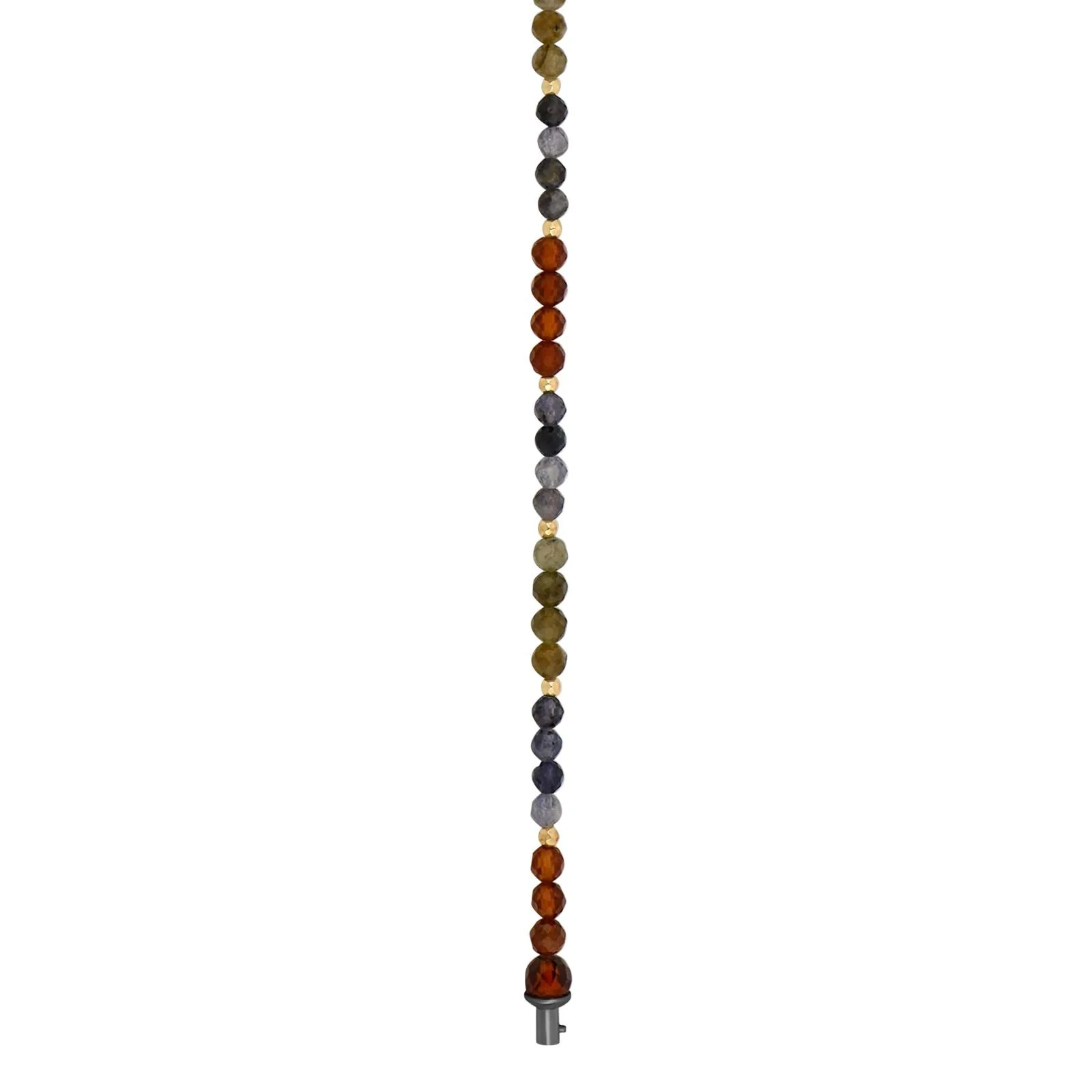 Orange granat, iolit, labradorit system-kæde 4mm