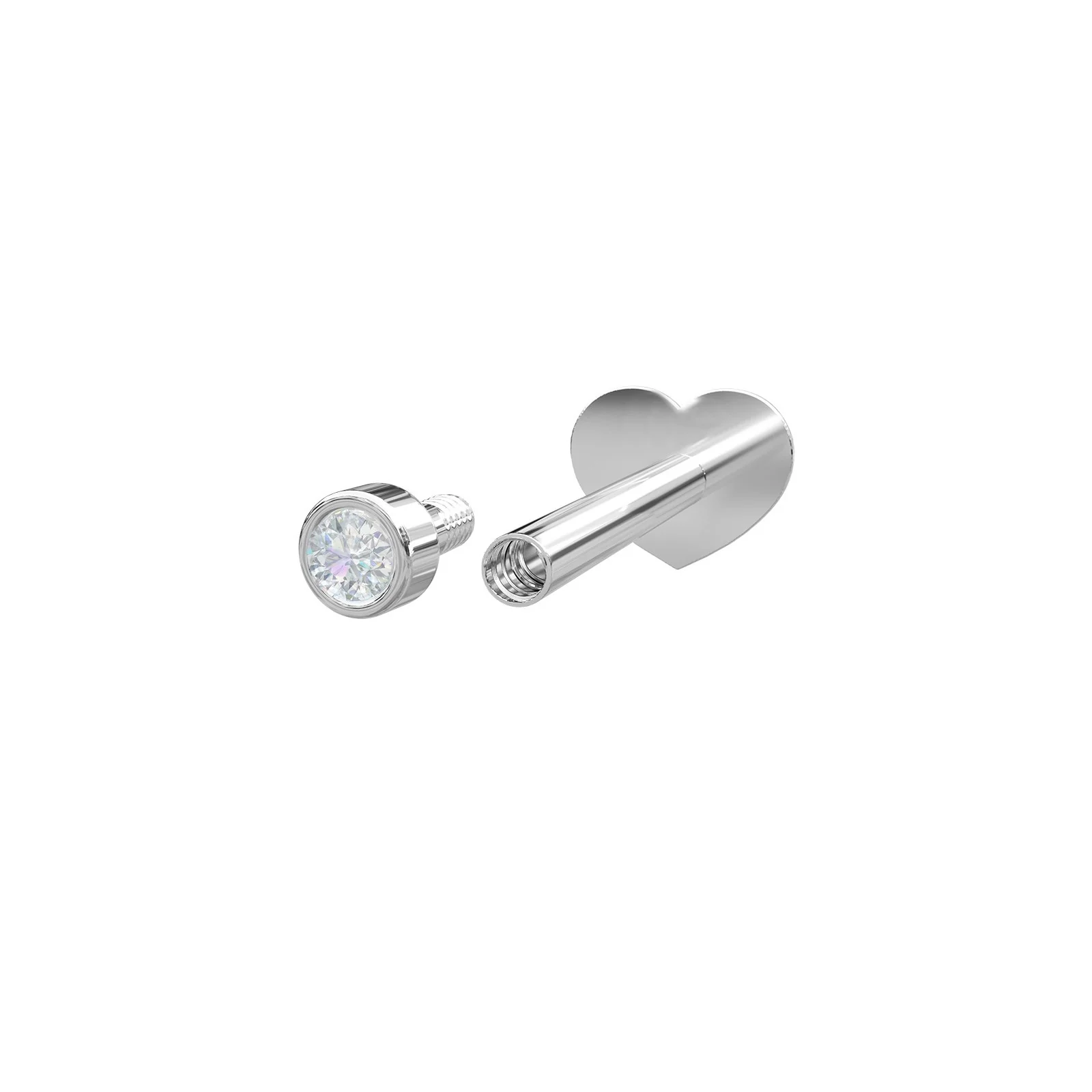 Rhd. sølv Labret-piercing 1 CZ 1,5mm Rør PIERCE52 - Image 2