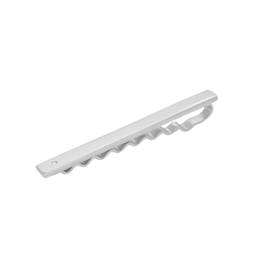 Rhd. sølv slipseholder blank m/ sten