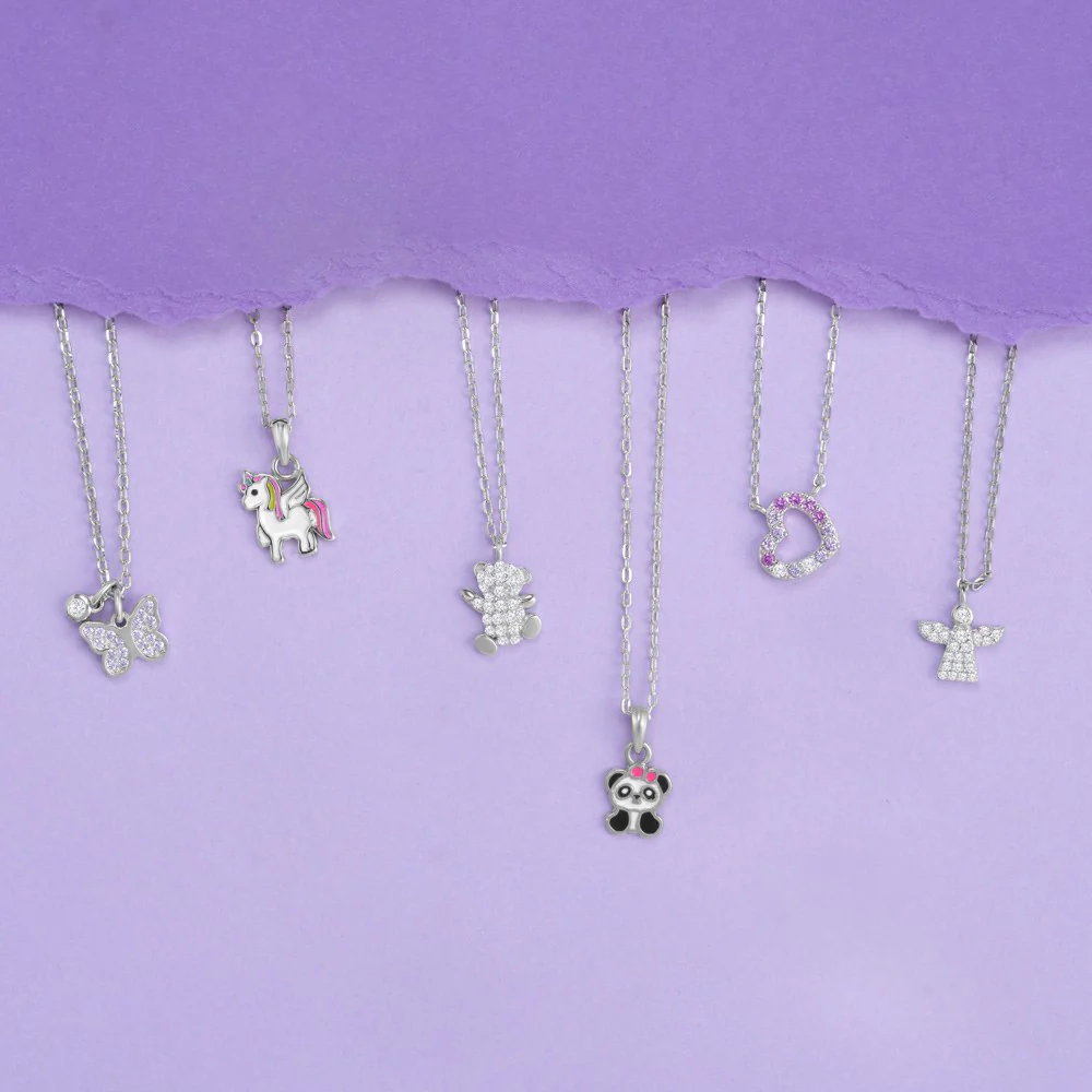 Rhd. sølvvedhæng hjerte m/multi pink cz + kæde - Image 3