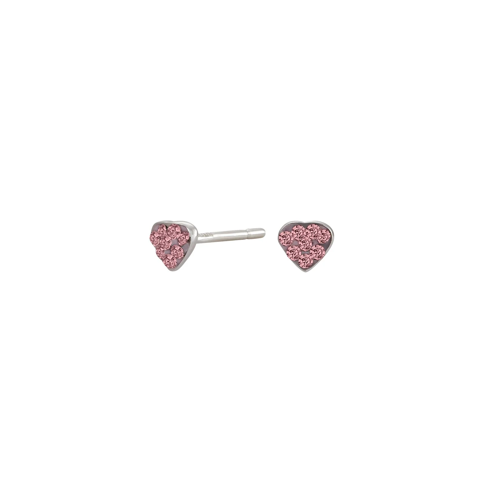 Rhod. sølvørestikker hjerte m/pink cz.