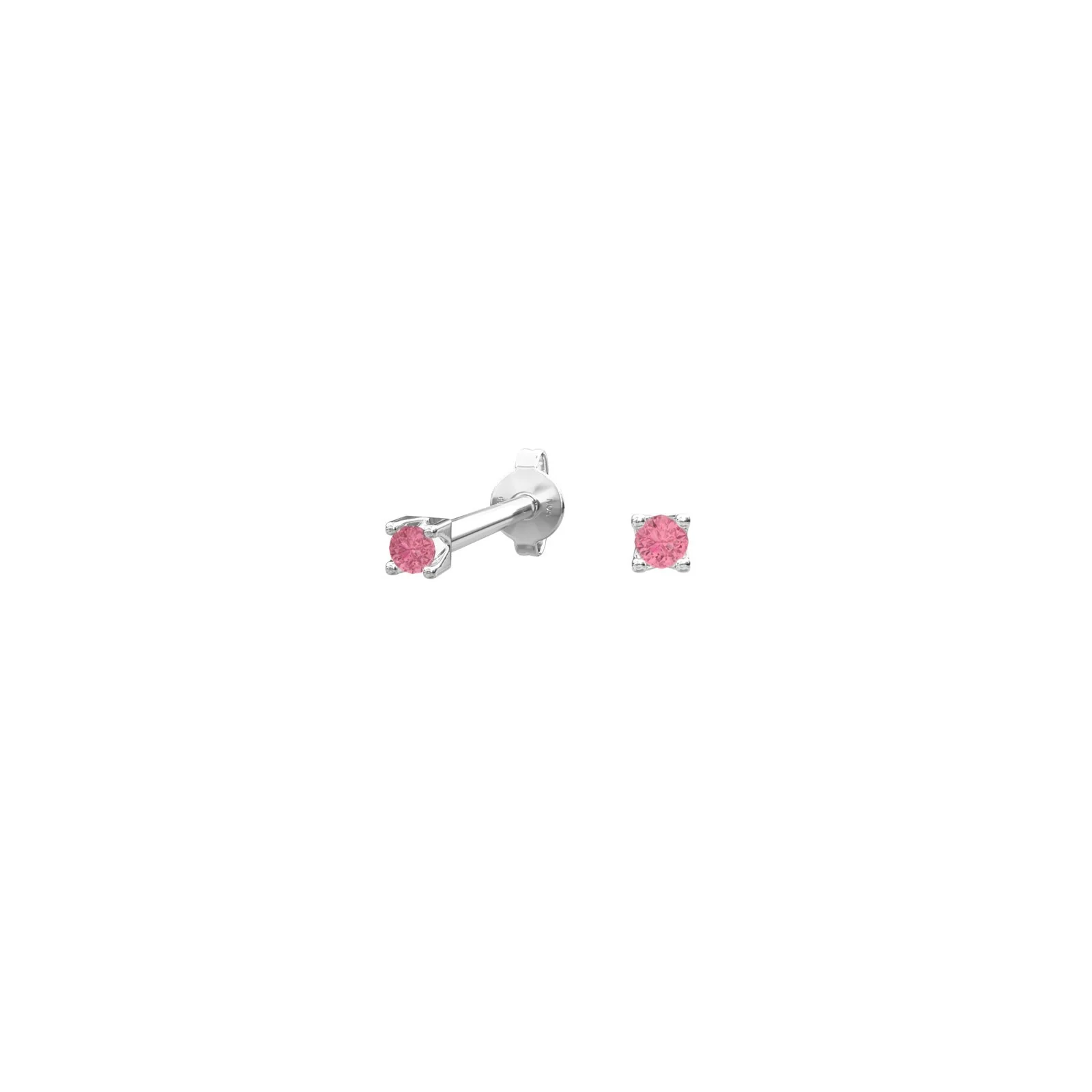 Rhod. sølvørestikker m/pink topaz farve cz