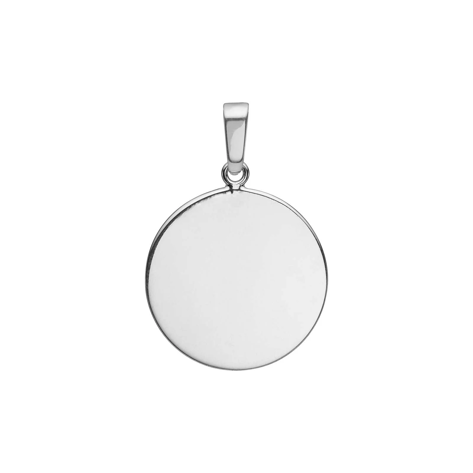 Rhod. sølvvedhæng rund plade 20mm