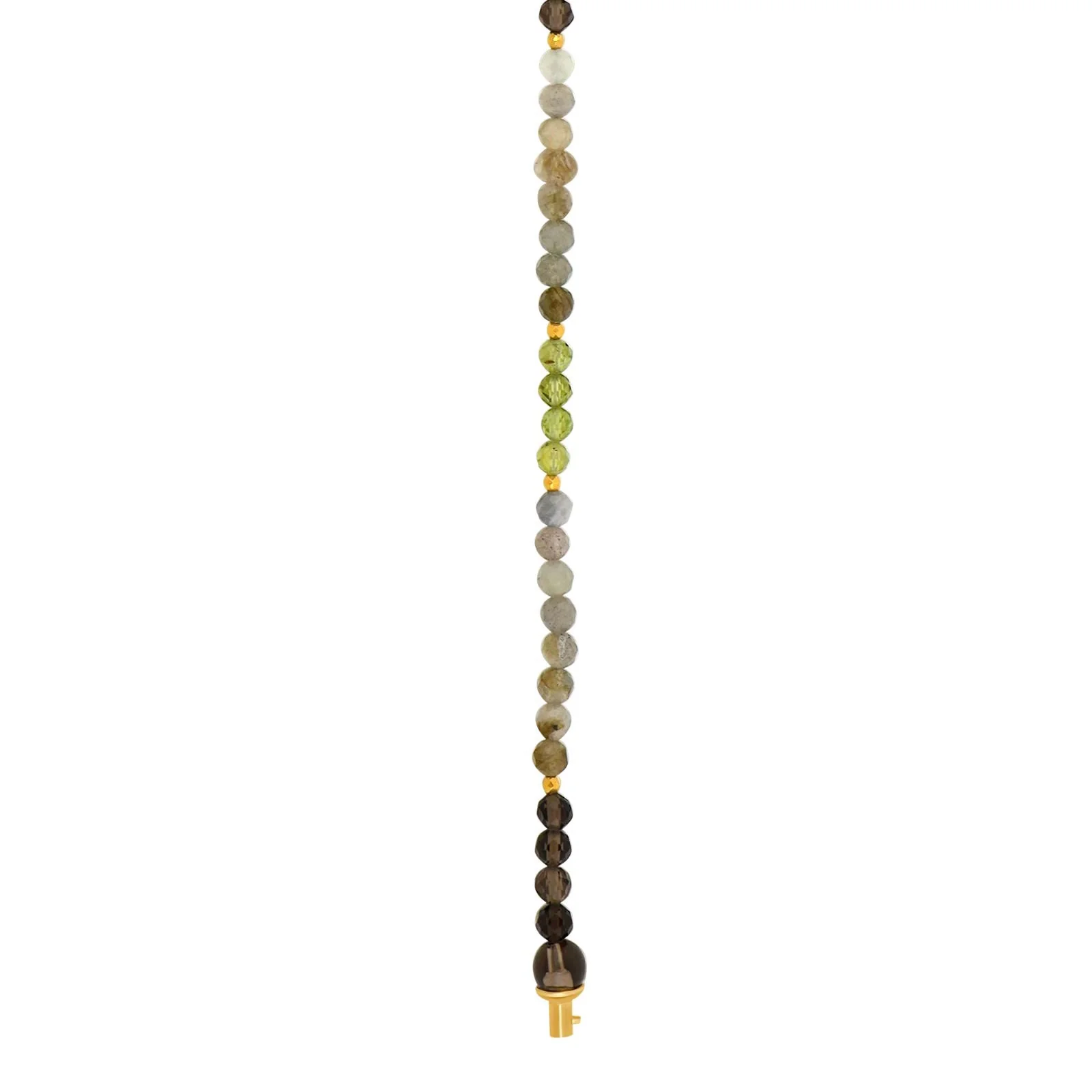 Røgquartz, labradorite, peridot system-kæde 4mm